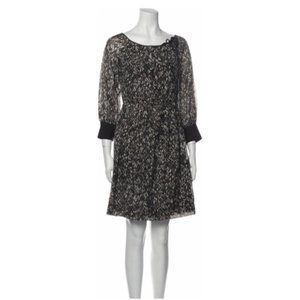 SPORTMAX Brown Geo Printed Silk Blend Dress sz 4